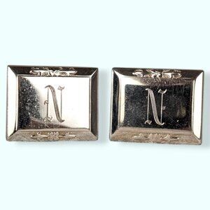Vintage Letter "N" Etched Cufflinks